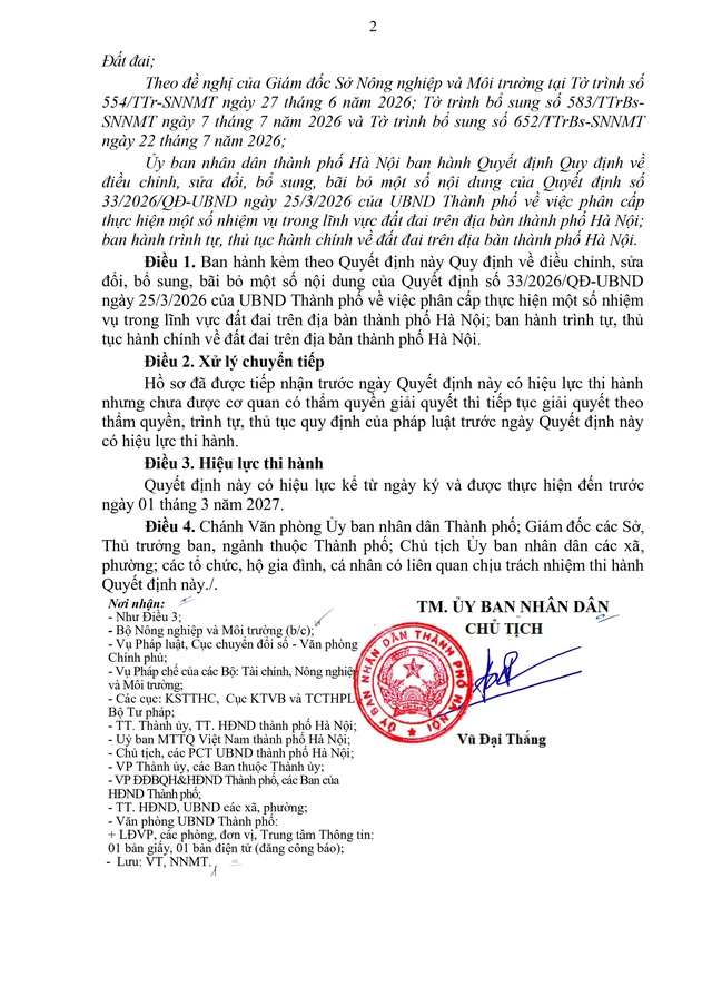 Quyết định 105/2026/QĐ-UBND sửa đổi quy định về đất đai trên địa bàn TP Hà Nội- Ảnh 3.